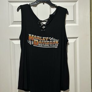 Harley Davidson Women’s Lace Up Black Tank Top Size 2XL